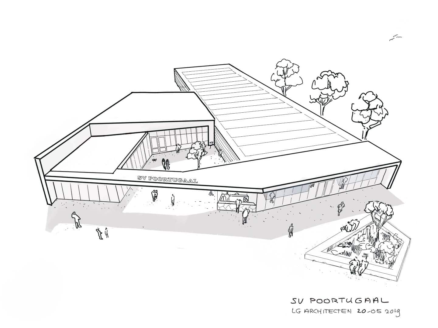sv poortugaal, sportclub, voetbalvereniging, lg architecten, rotterdam, sportsupport, ontwerp, aanbouw, teamlockers, multifunctioneel