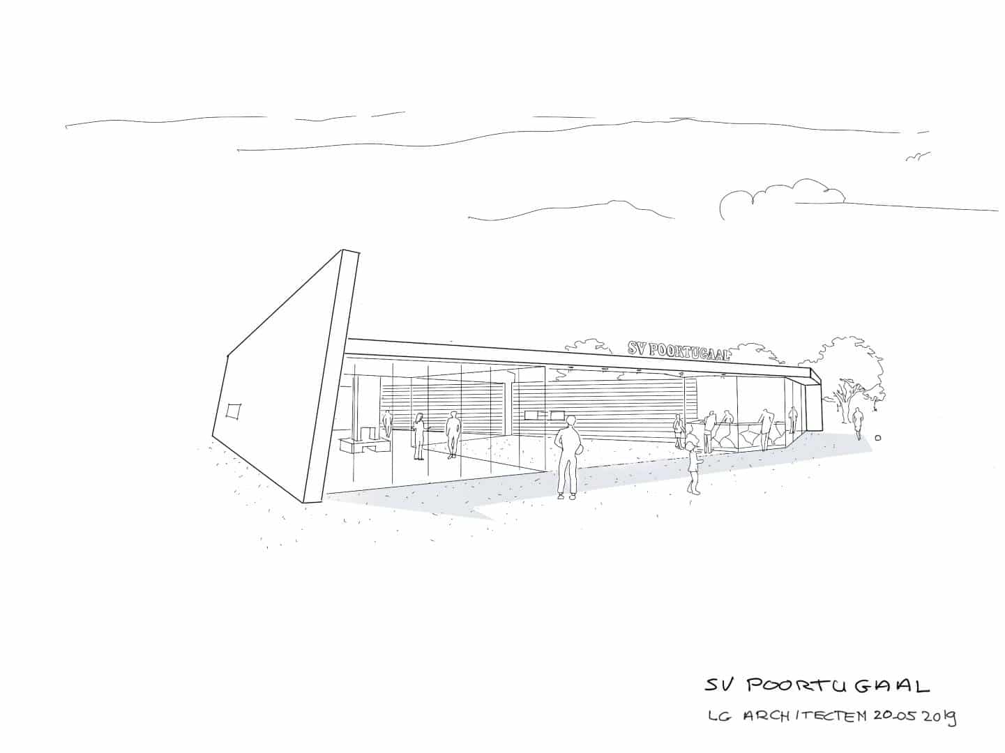 sv poortugaal, sportclub, voetbalvereniging, lg architecten, rotterdam, sportsupport, ontwerp, aanbouw, teamlockers, multifunctioneel